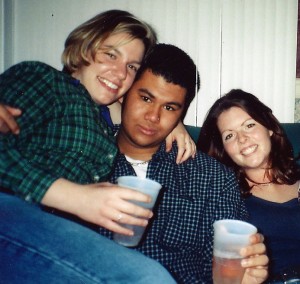 Amanda, Ramsey and I; Circa 2000 at a party in college.