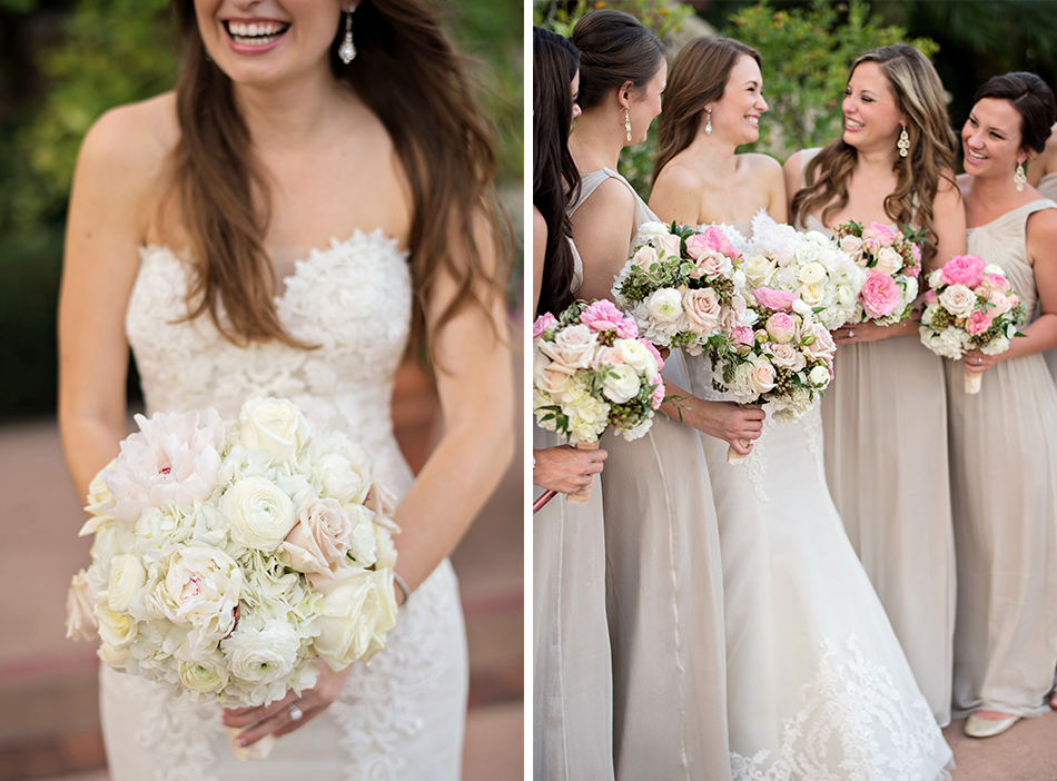 pink and nude bridesmaids