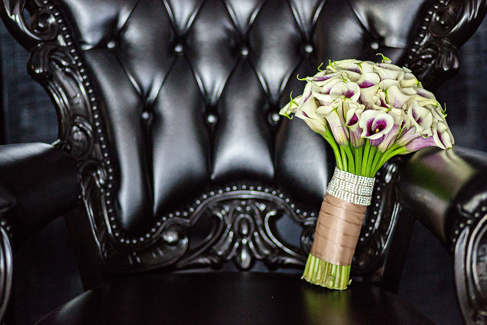 purple and white wedding bouquet