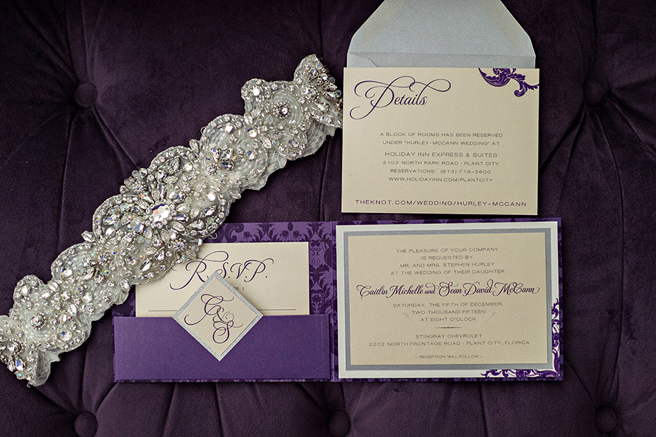 purple wedding stationery