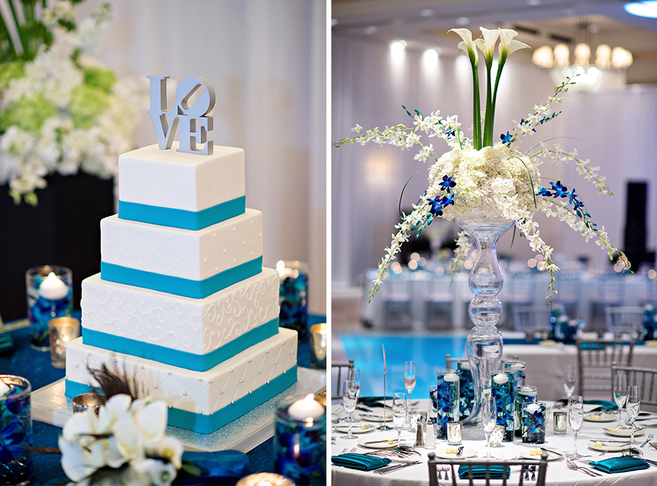 blue wedding reception details