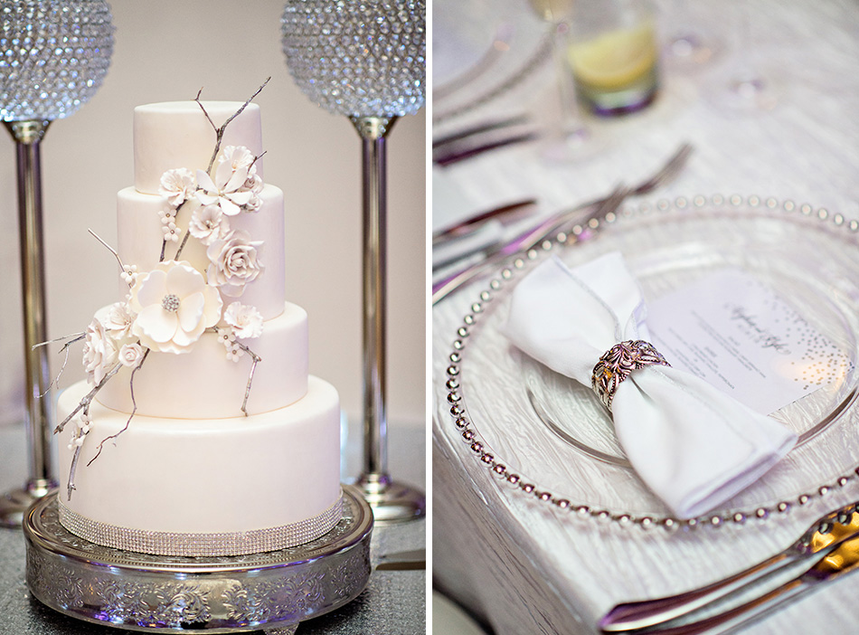 all white and silver reception details