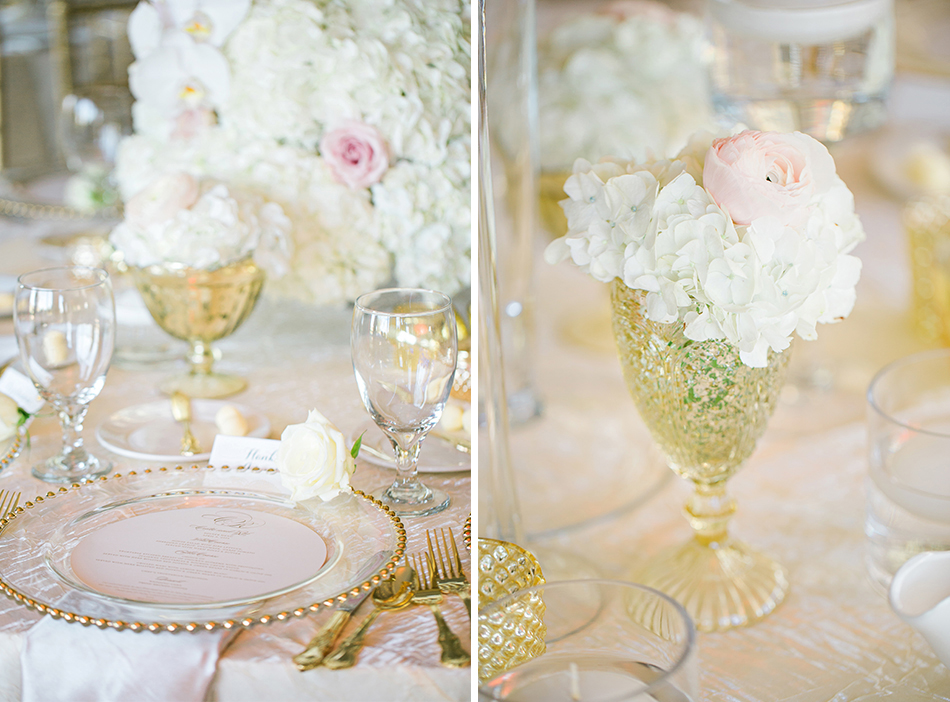 pink and white reception floral