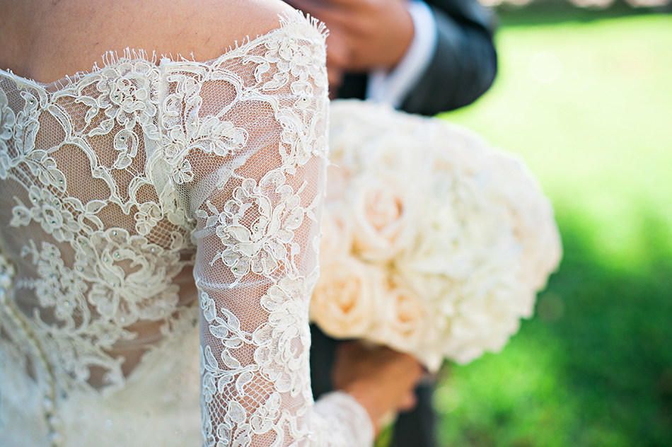 lace wedding gown detail