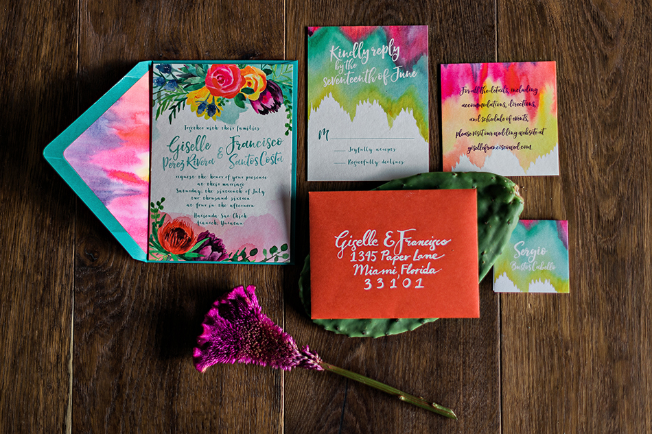 unique colorful wedding stationery