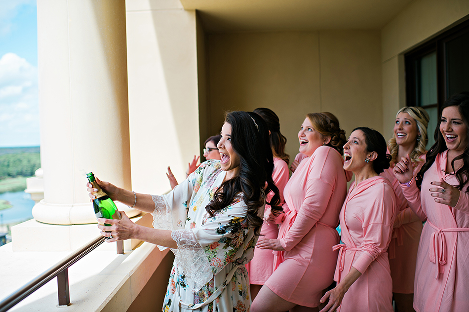 bridesmaids toast champagne