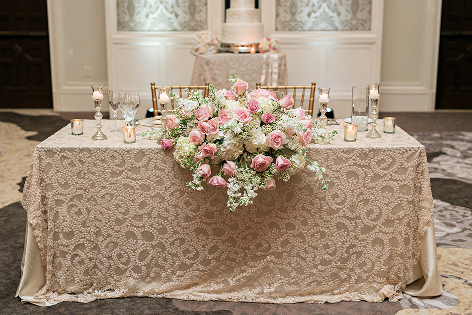 gorgeous blush and pink reception space