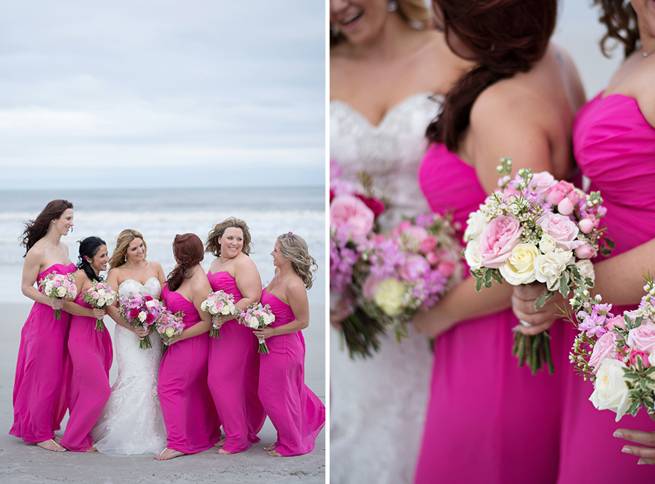 hot pink bridesmaid gowns