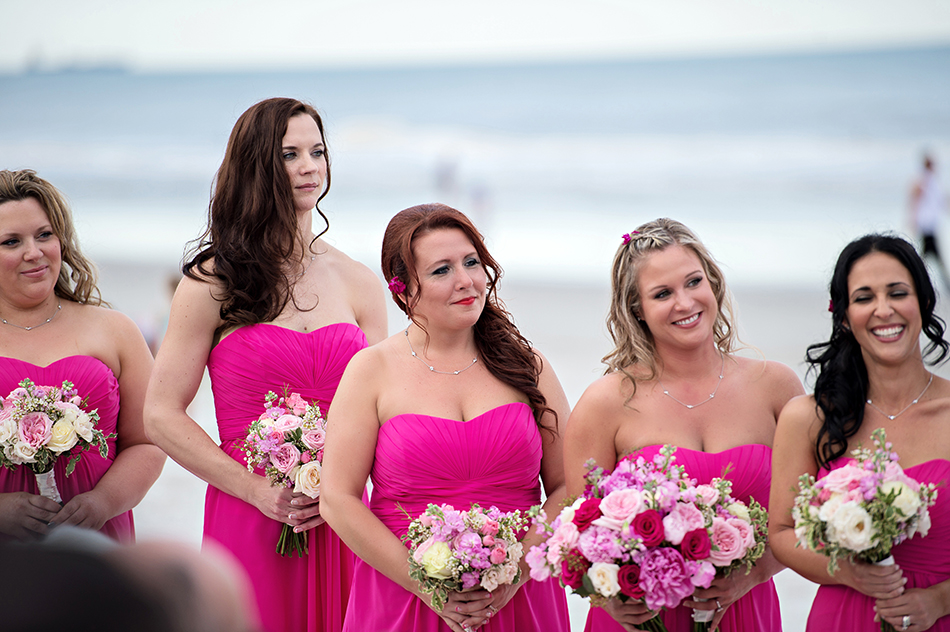 hot pink bridesmaid gowns