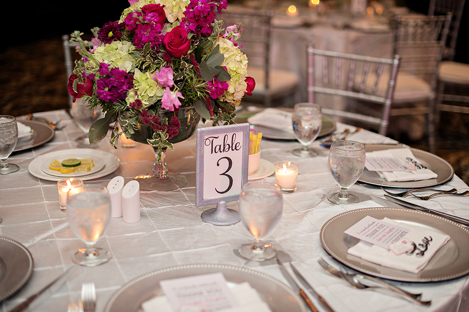 gorgeous green and pink centerpiece