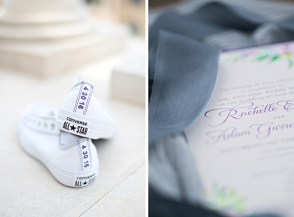 purple wedding day details