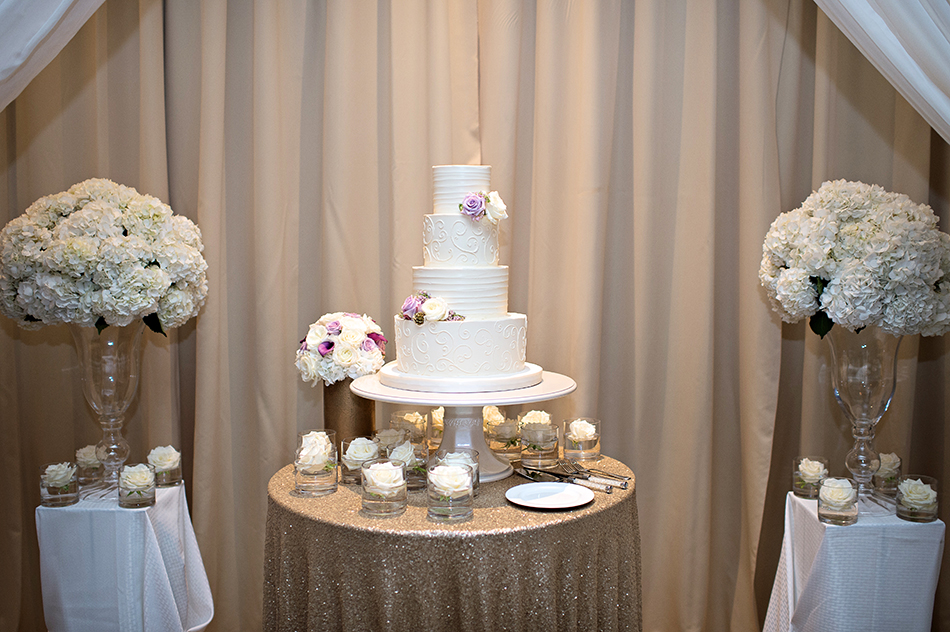 lavender and white wedding cake