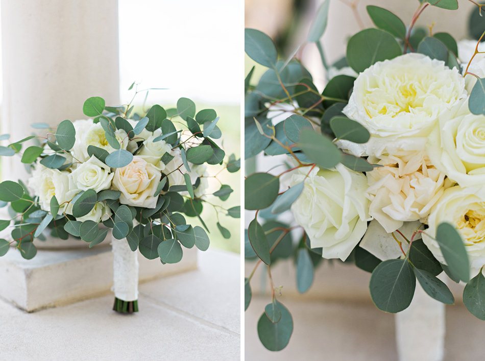 White and green organic wedding bouquet