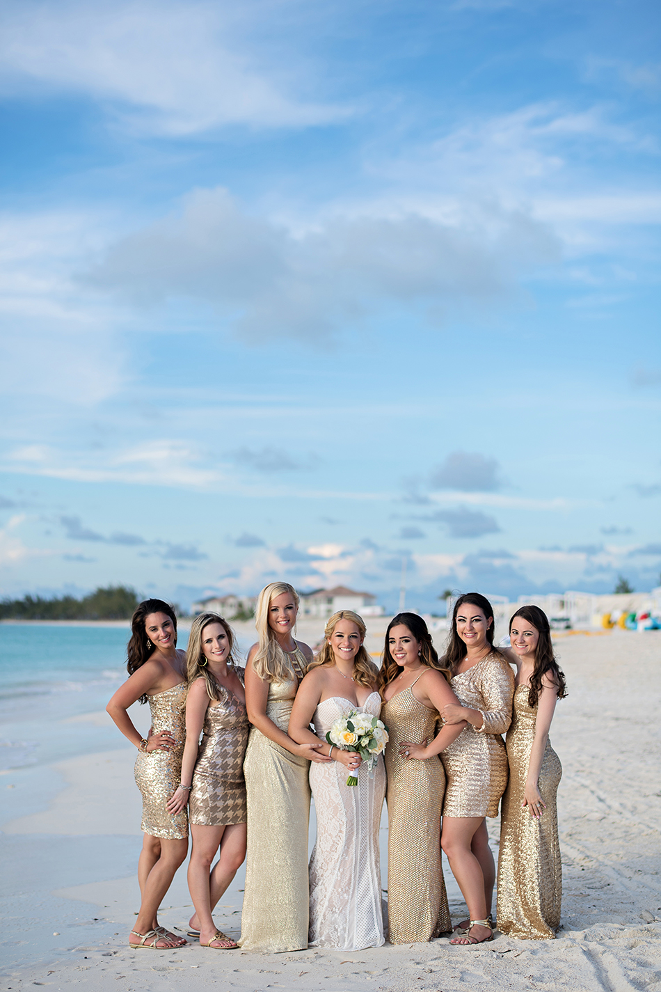 destination wedding gold bridesmaids dresses
