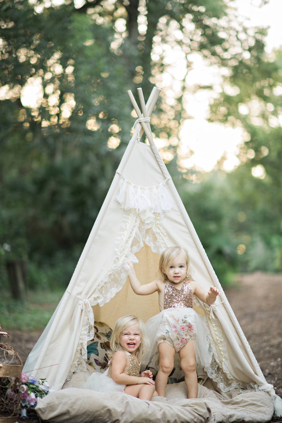 cute etsy kids outfits - 2 year old twins photoshoot with bohemian teepee and butterfly theme