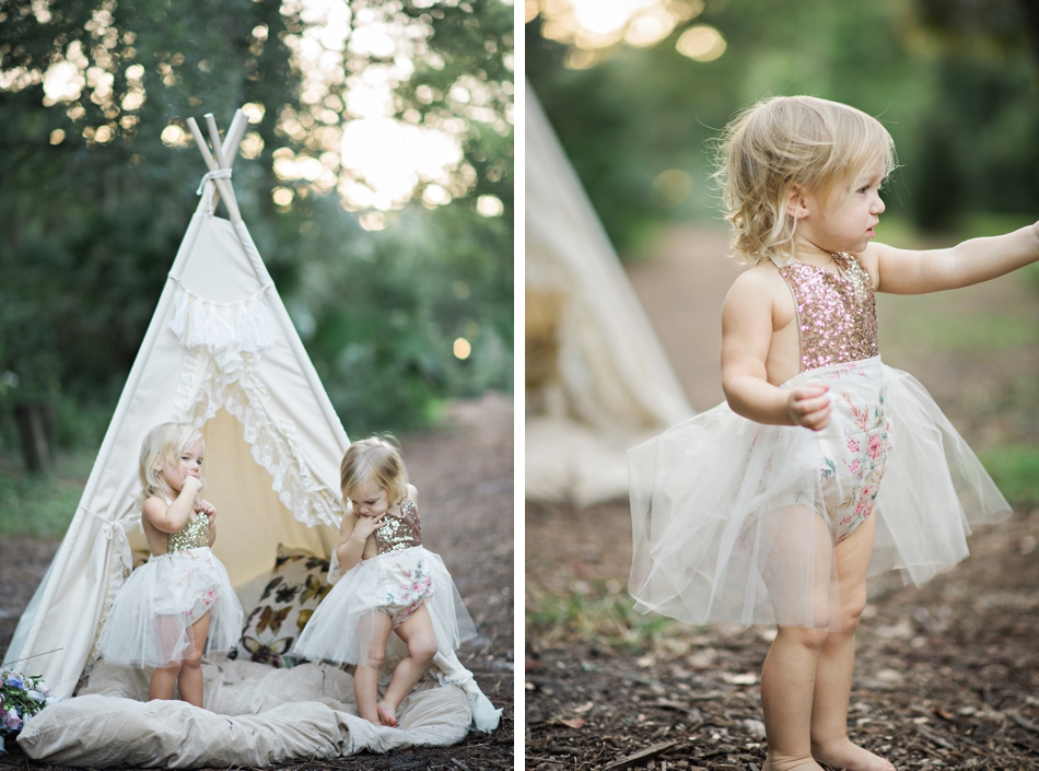 cute etsy kids outfits - 2 year old twins photoshoot with bohemian teepee and butterfly theme
