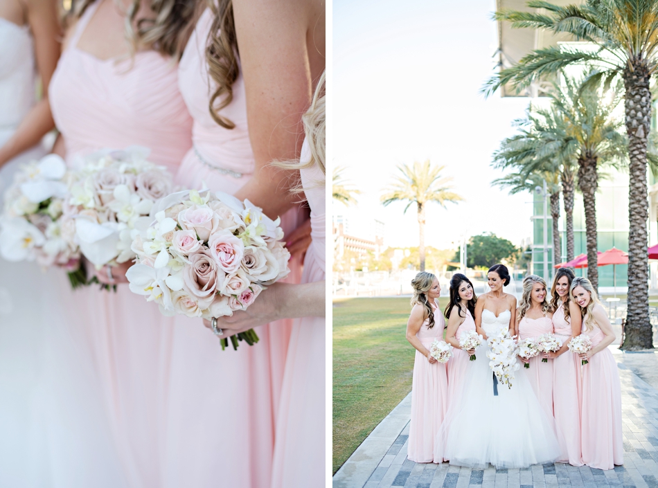 pink and white wedding dresses