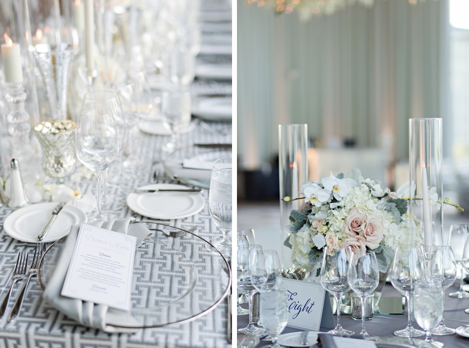 gray and white wedding reception