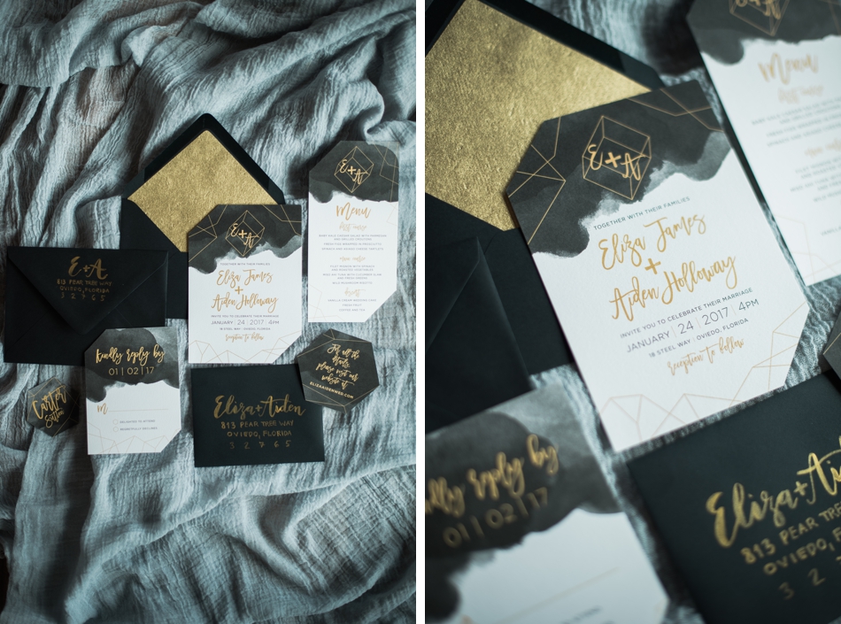 Black and gold stationary