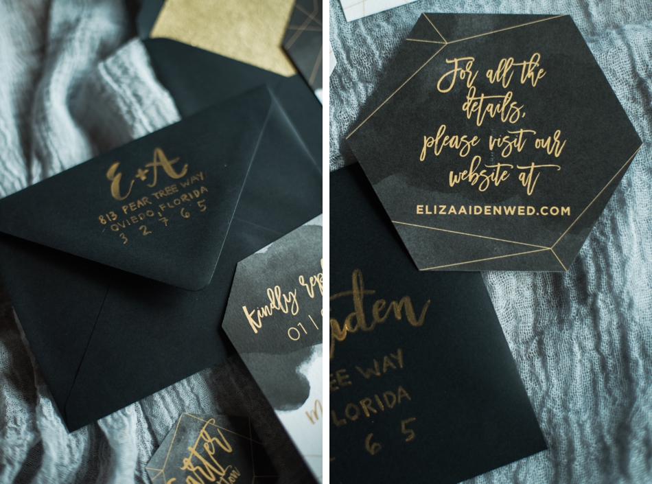 Black and gold wedding invitations 