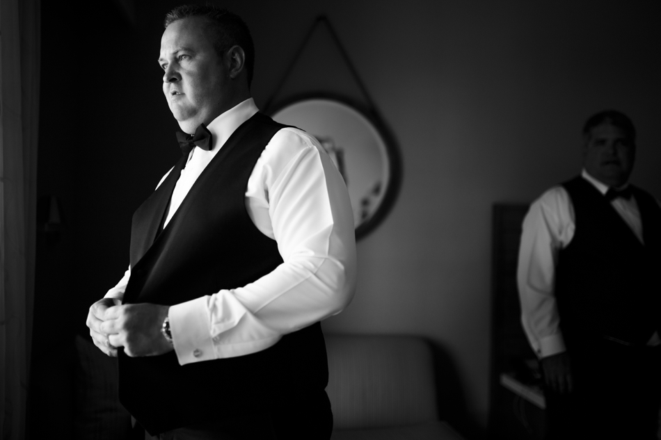 Black and White groom portrait