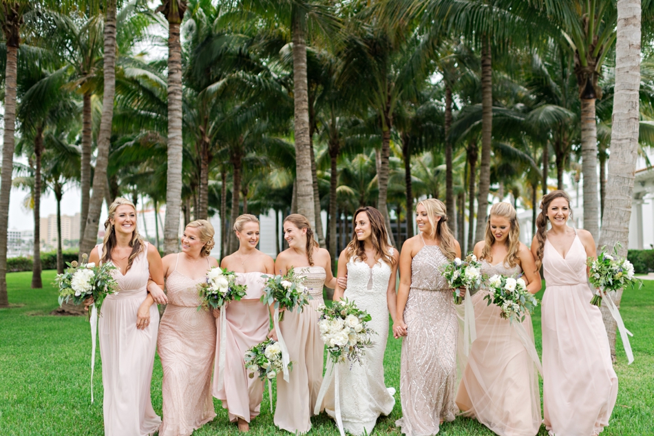 bridesmaids wearing blush