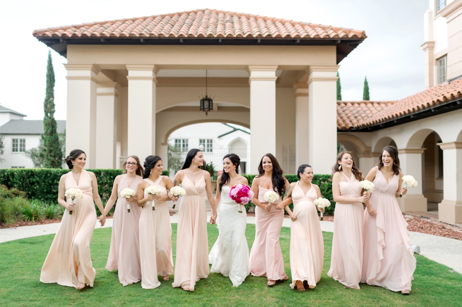 pastel pink bridesmaid dresses