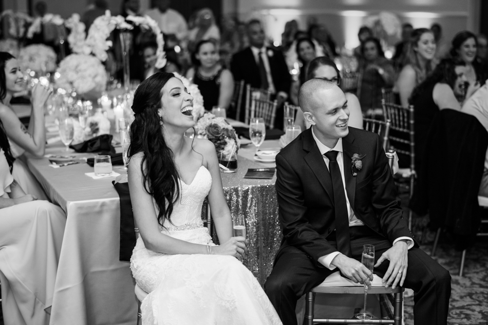 bride and groom toast reaction