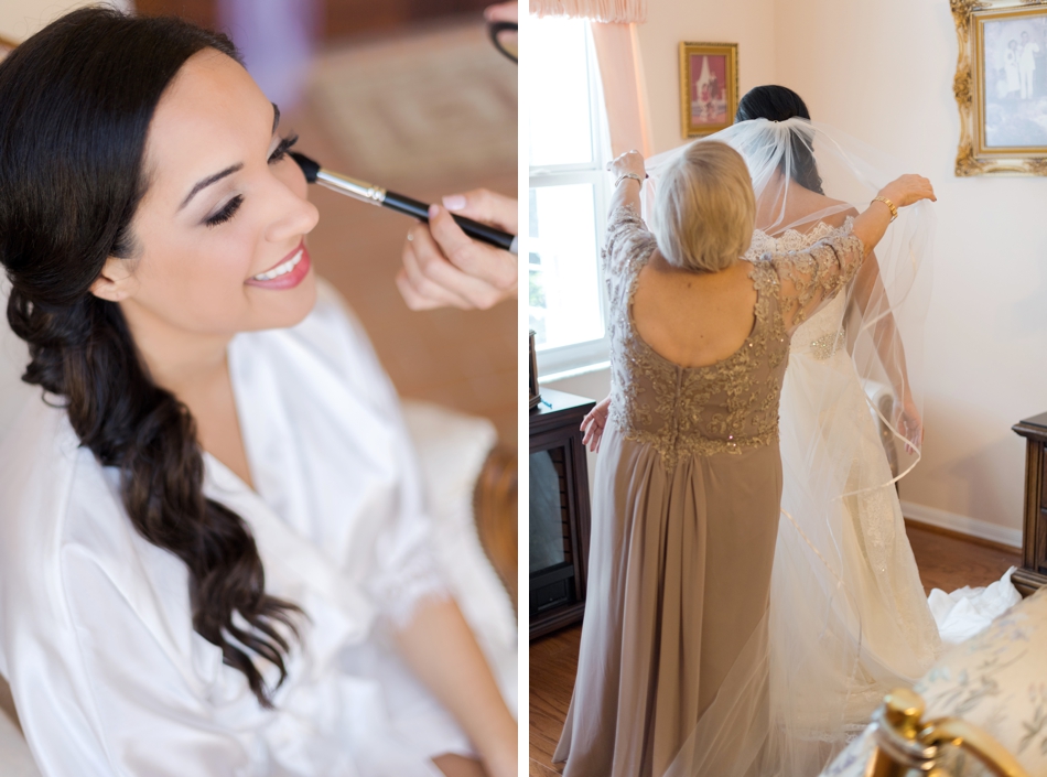 bride getting ready at parent's house
