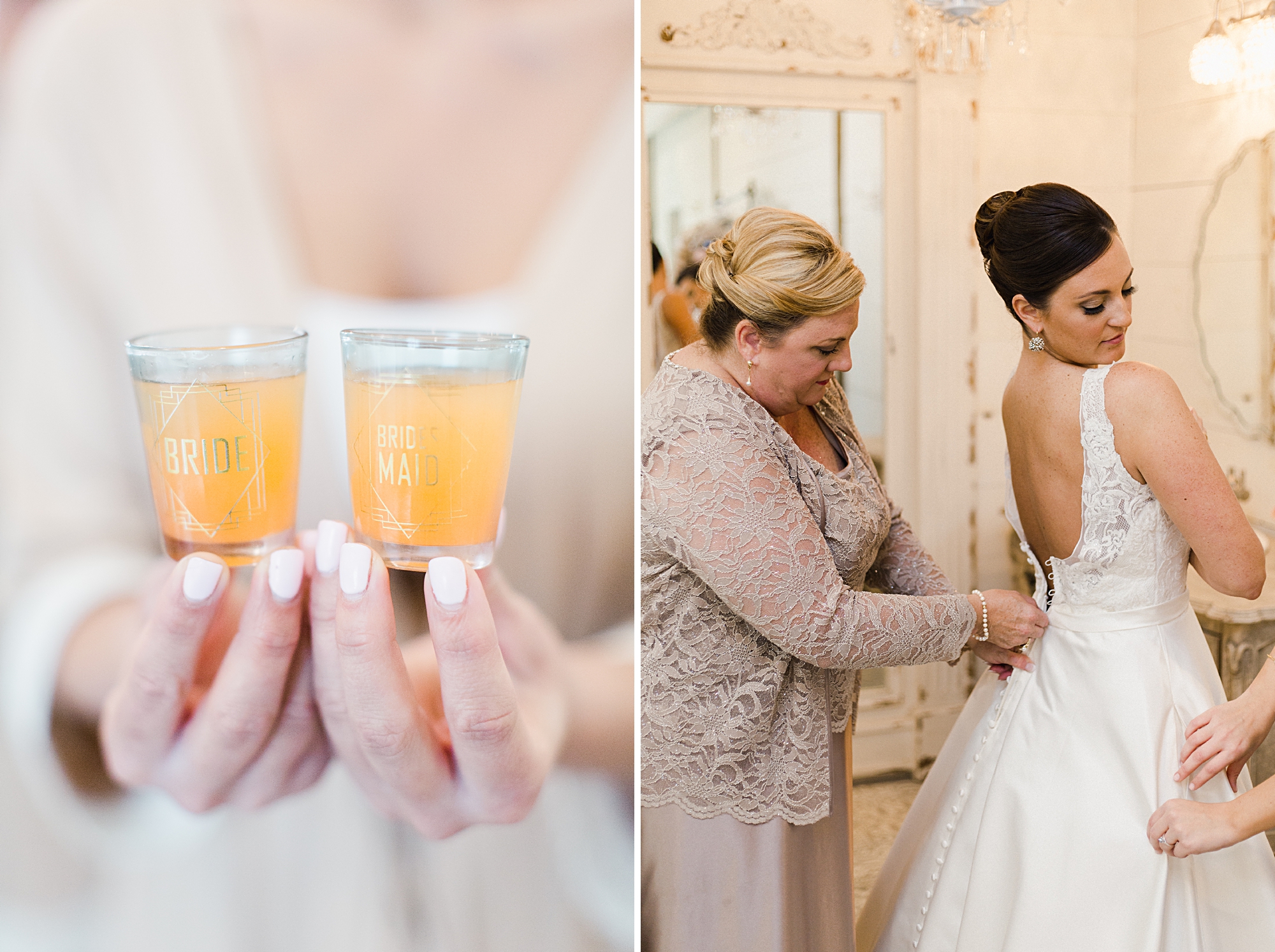 bride and bridesmaid shot glasses