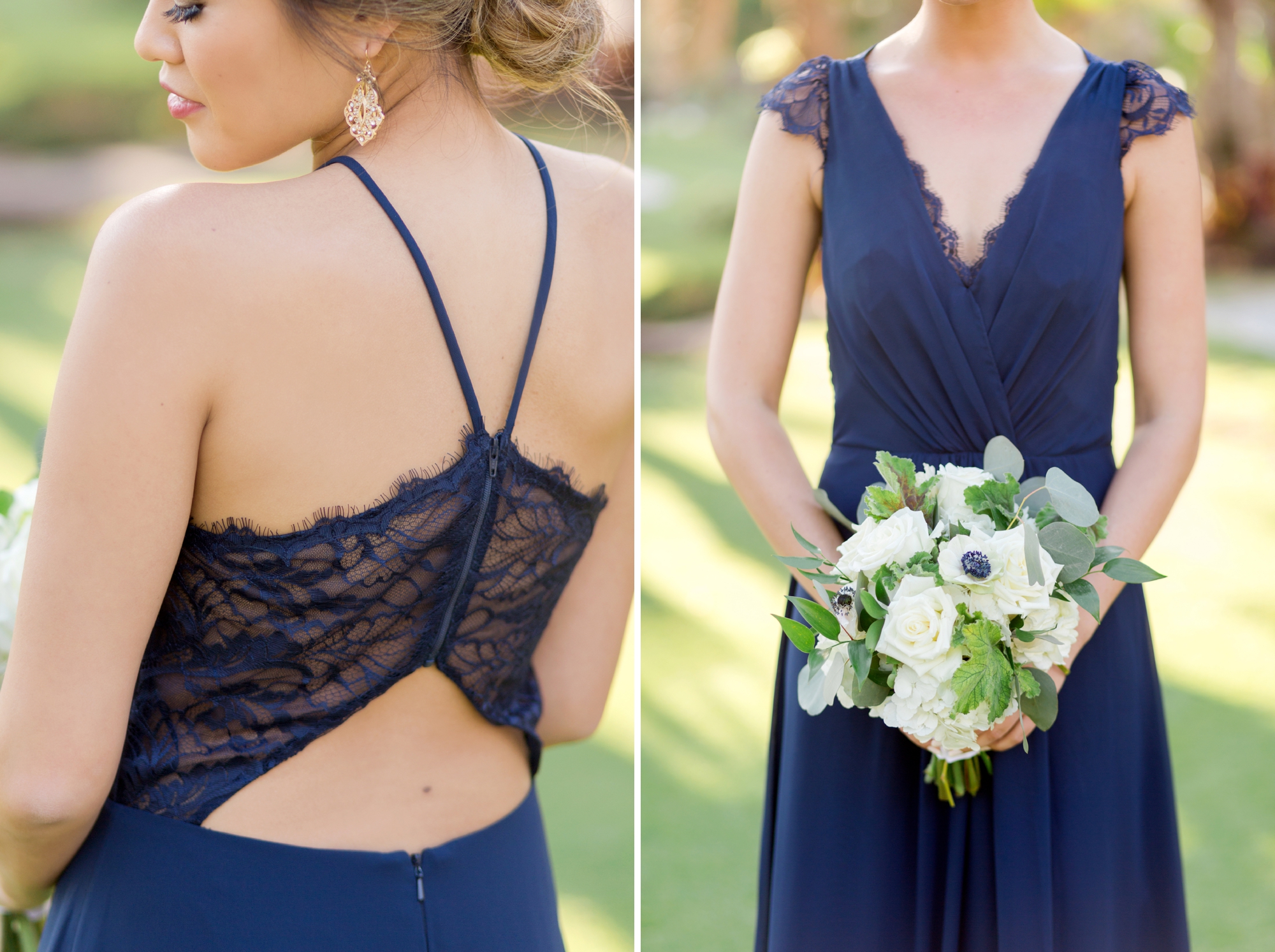 navy bridesmaids gowns from hayley paige