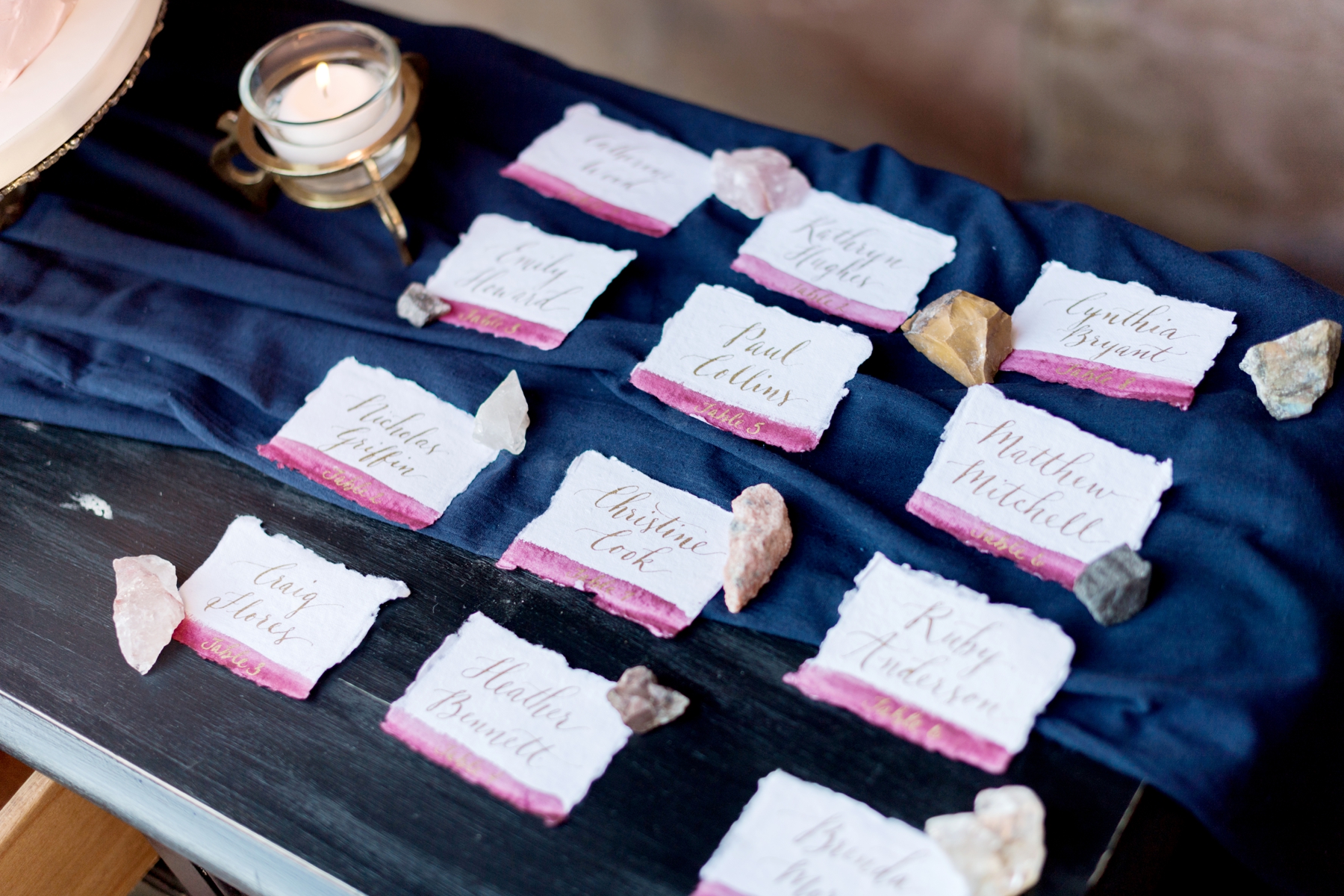 escort cards with calligraphy