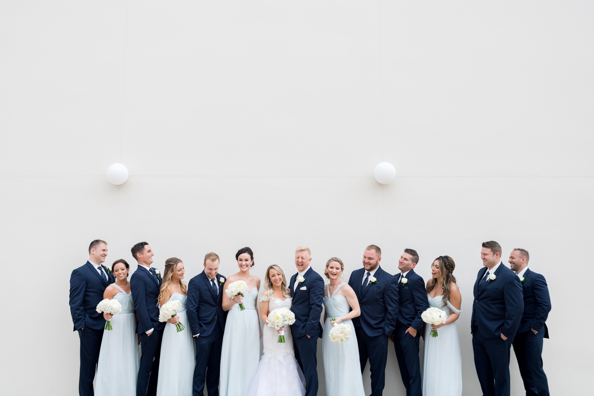 light blue and navy wedding party