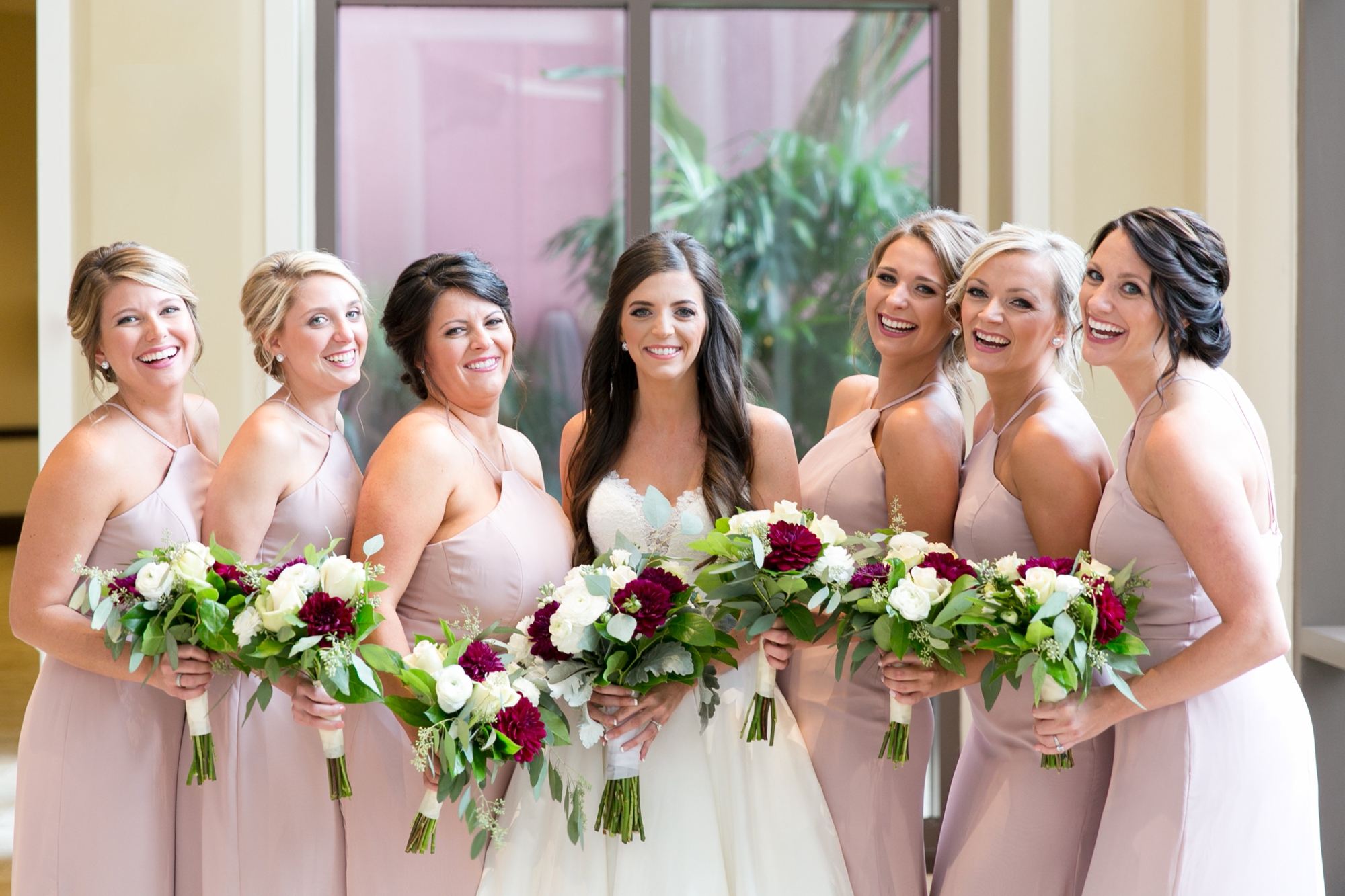 blush bridesmaids gowns