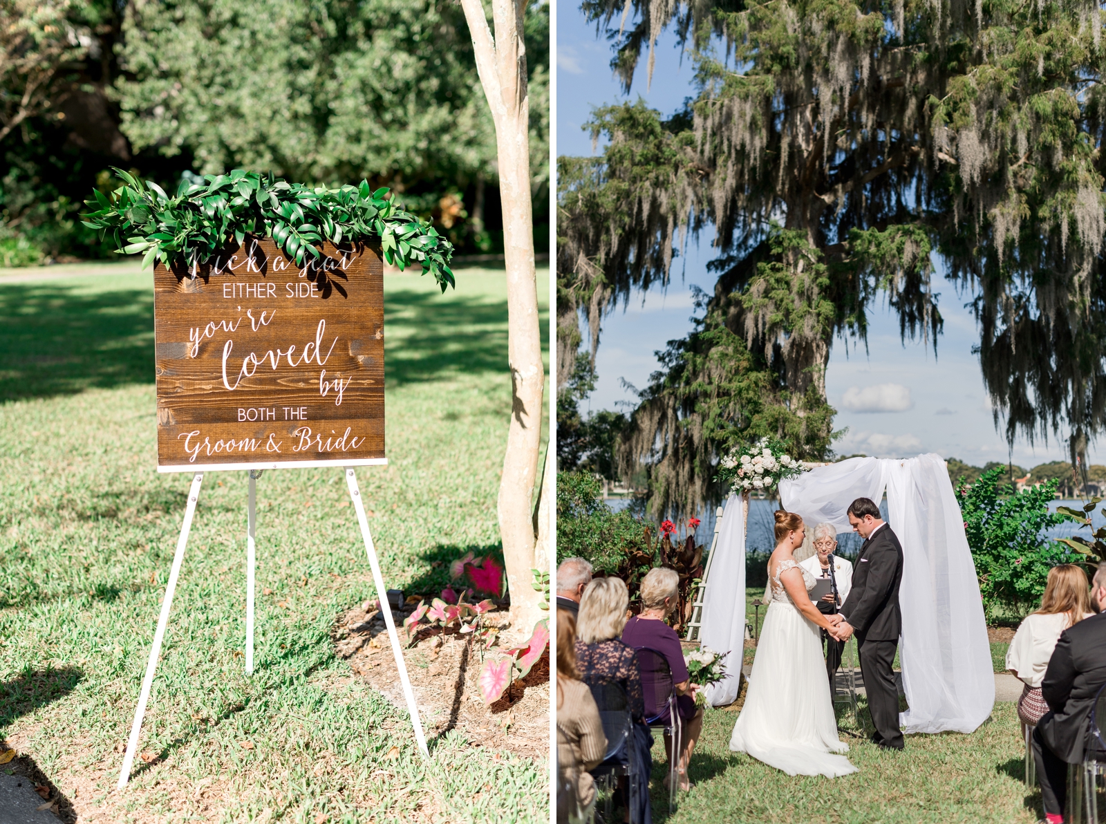 pick a side sign wedding