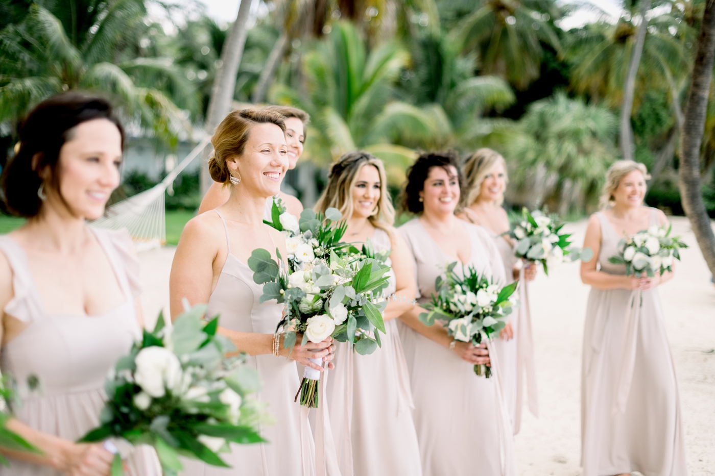 bridesmaids on beach