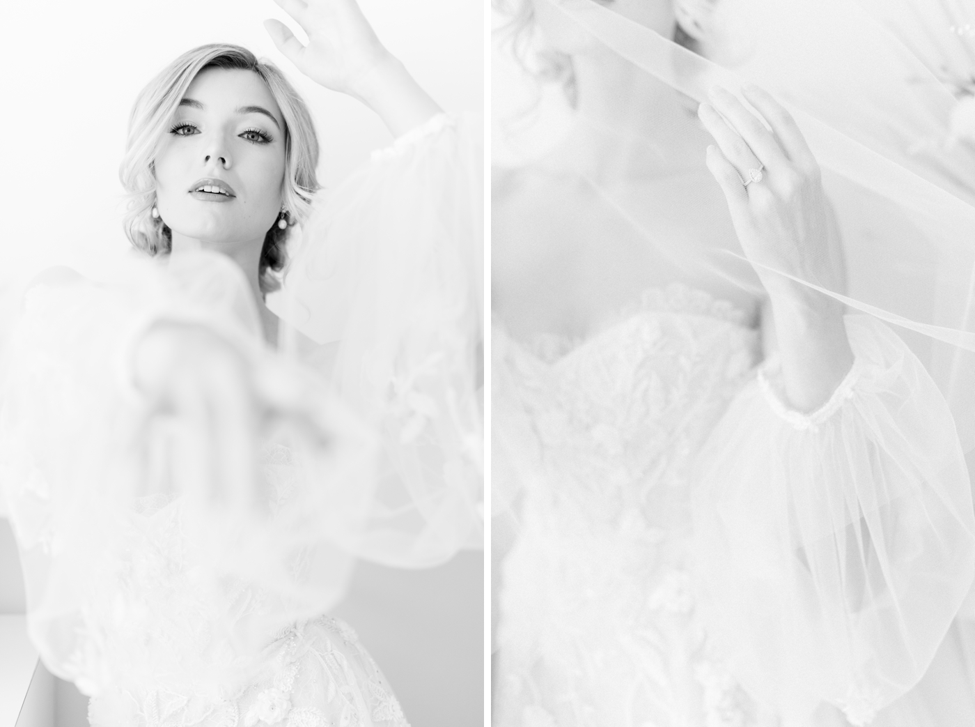 black and white bridal photography
