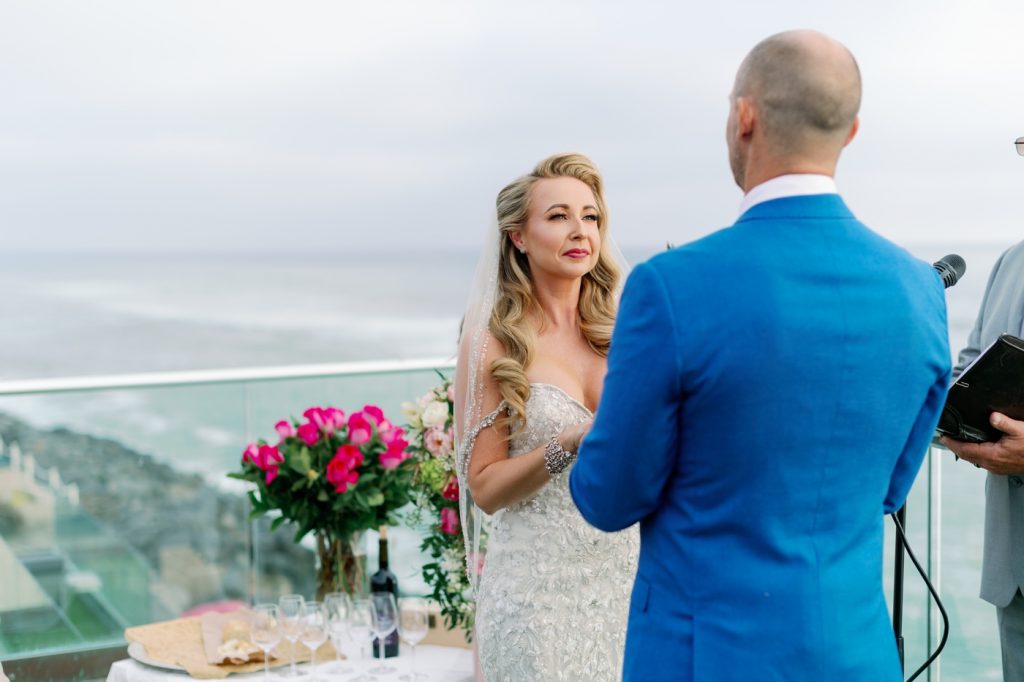 Romantic San Diego Elopement on a rooftop over the Pacific