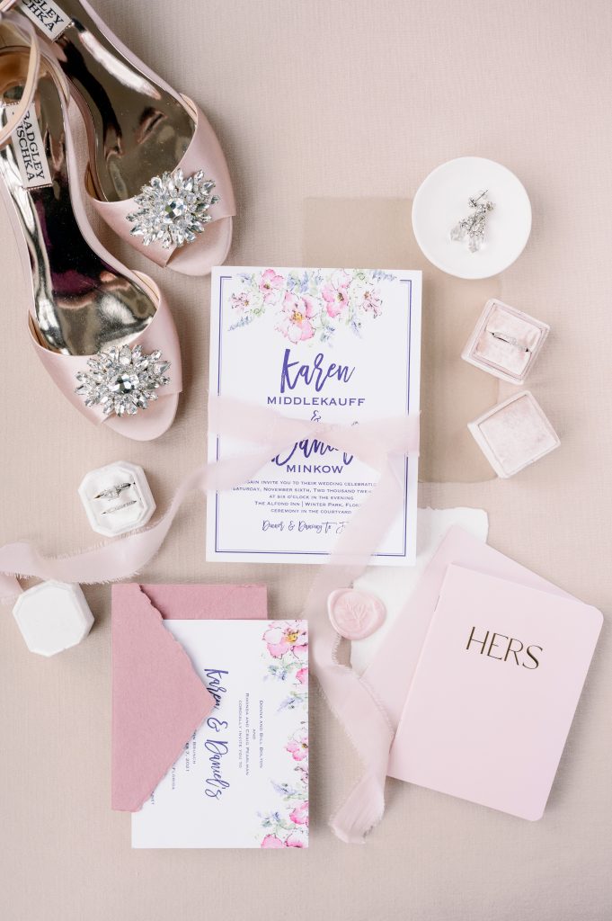 pink and navy wedding invitations
