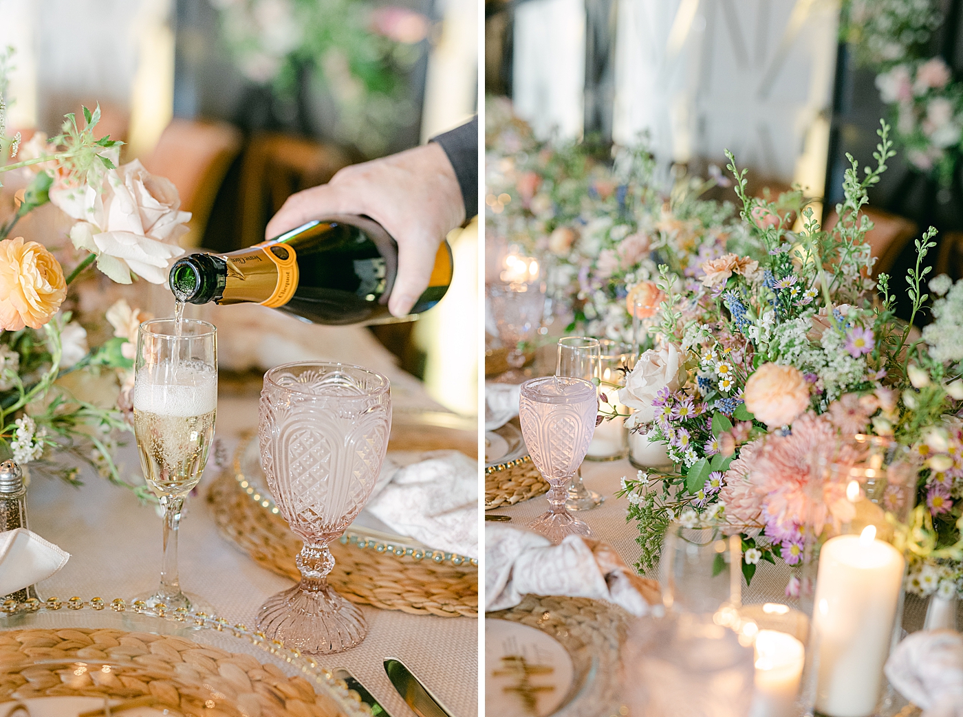 pastel florals for wedding tables