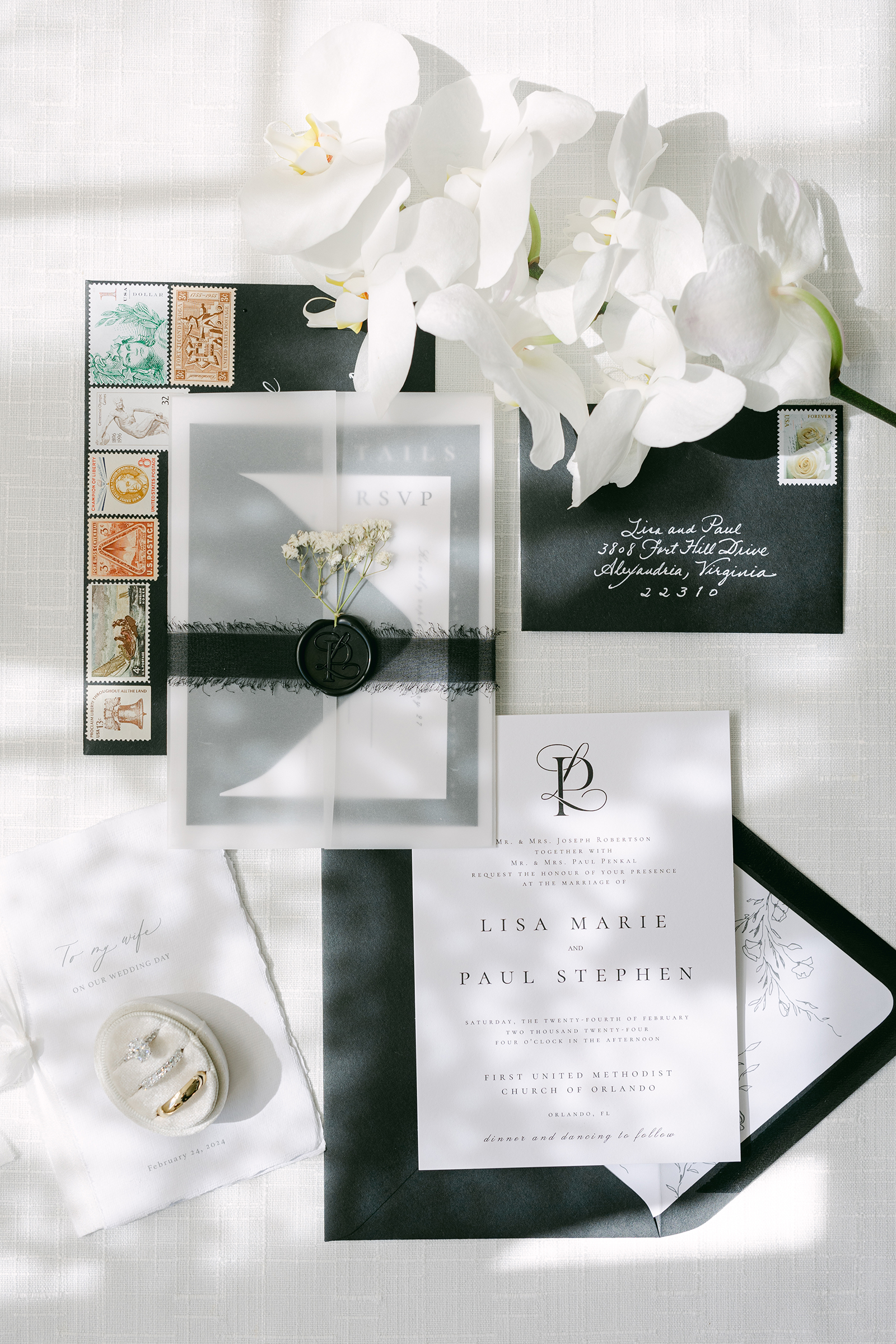 black and white stationery