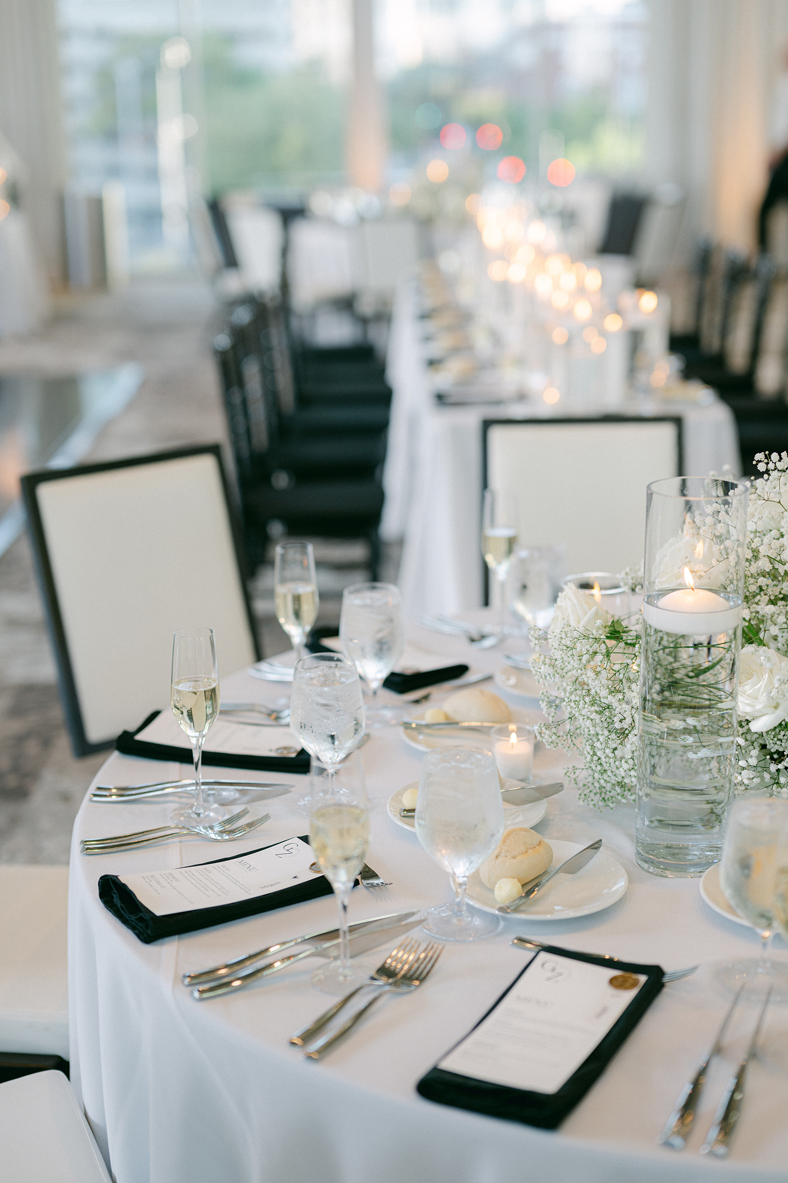 Black and white wedding reception theme 