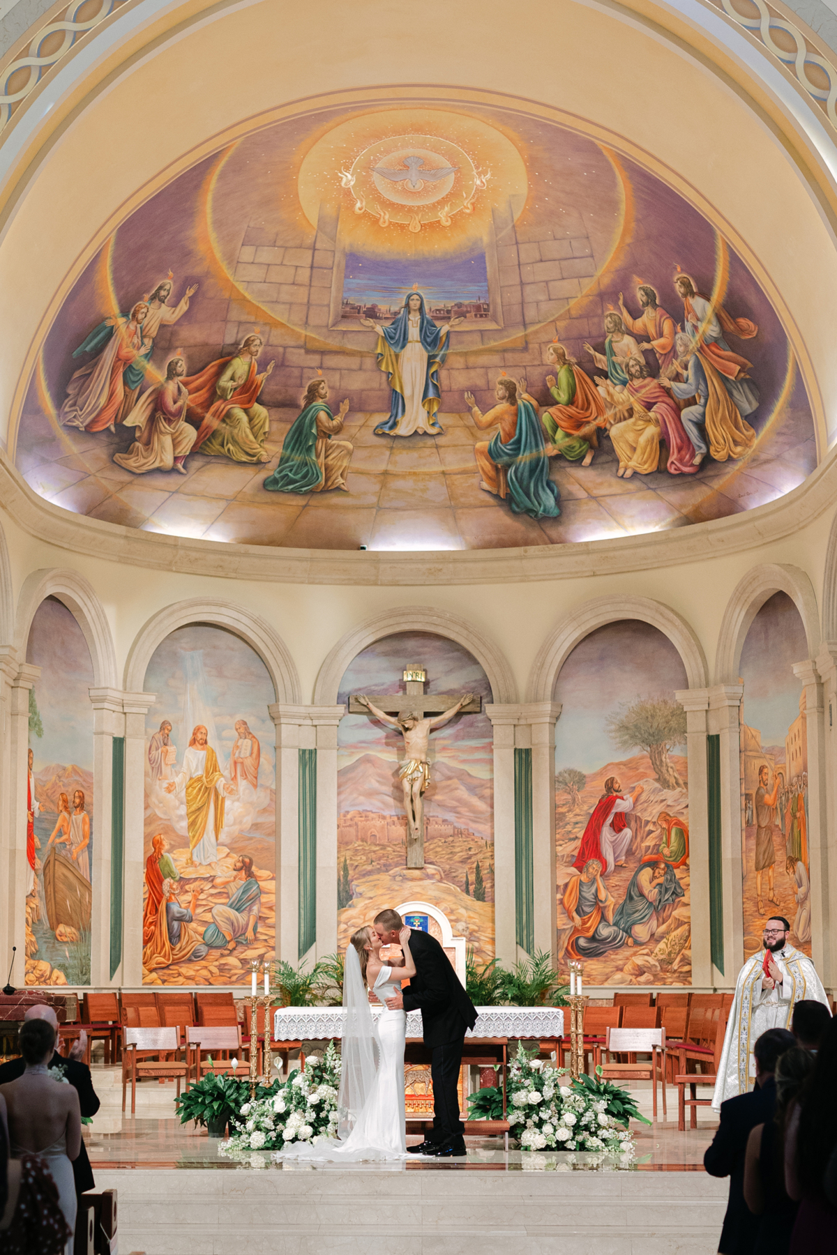 bride and groom at St. James Cathedral