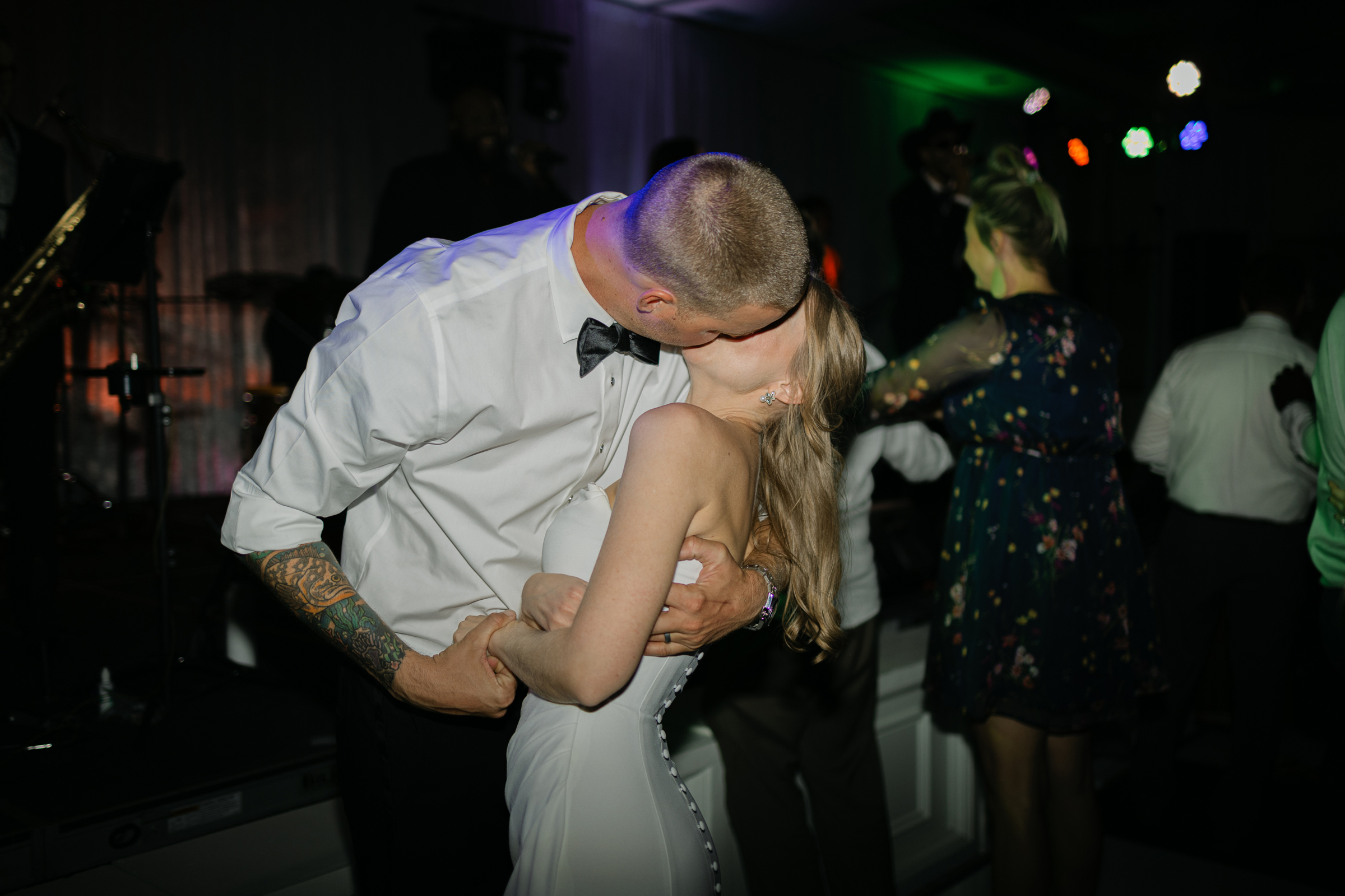 bride and groom at wedding reception