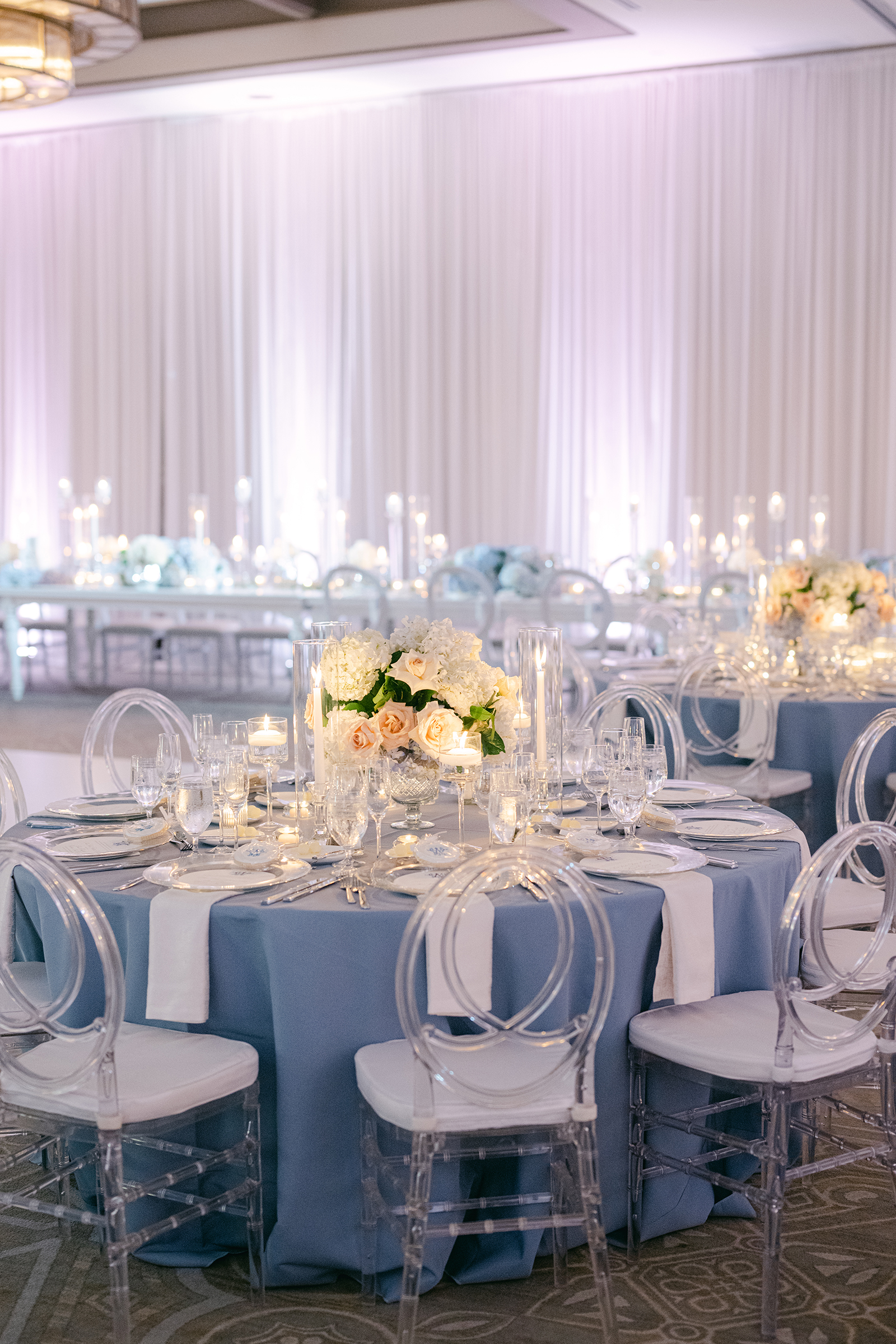 blue wedding reception