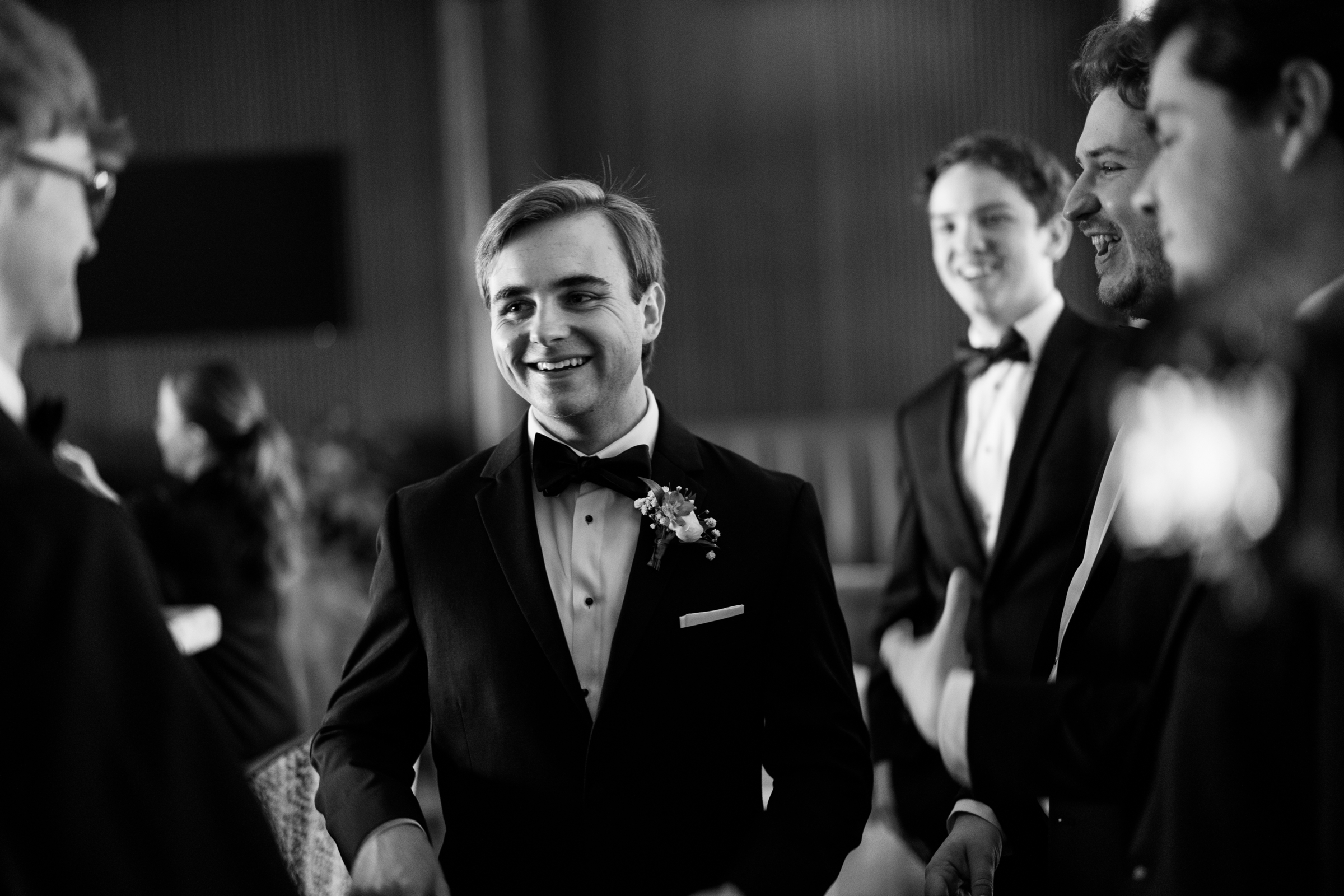 black and white picture of groom