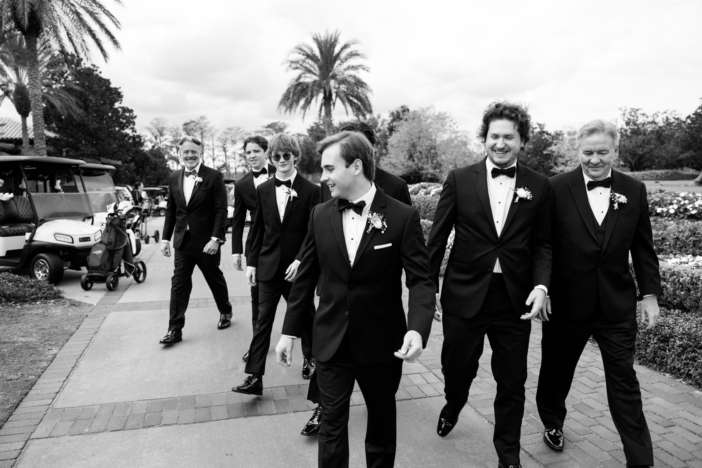 black and white picture of groom and groomsmen