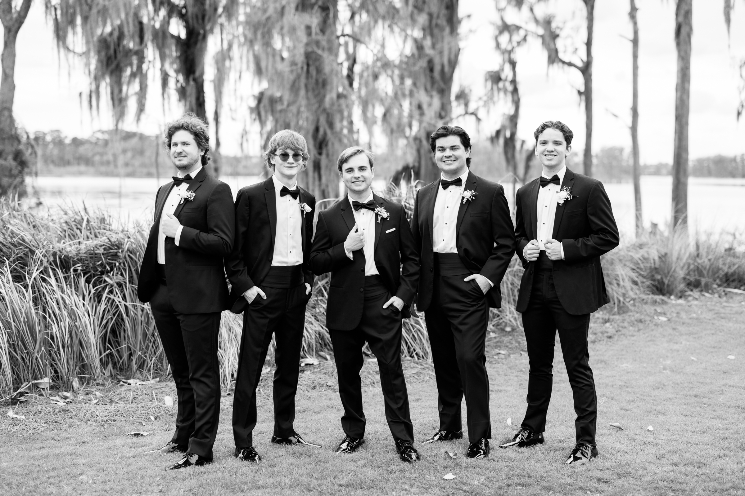 black and white picture of groomsmen