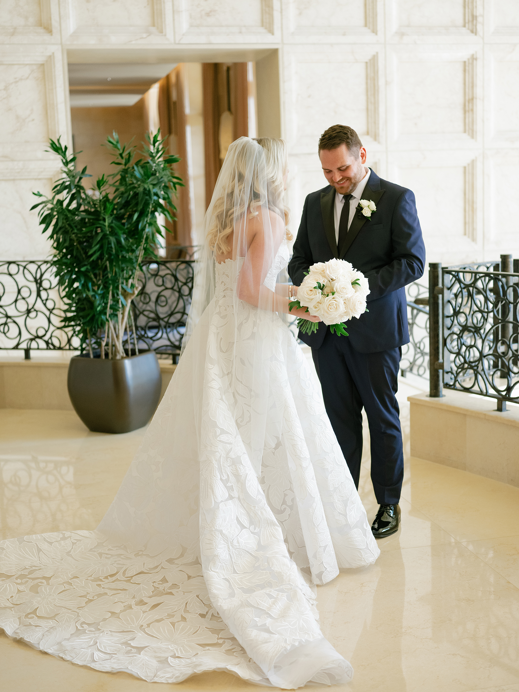 bride and groom's first look picture