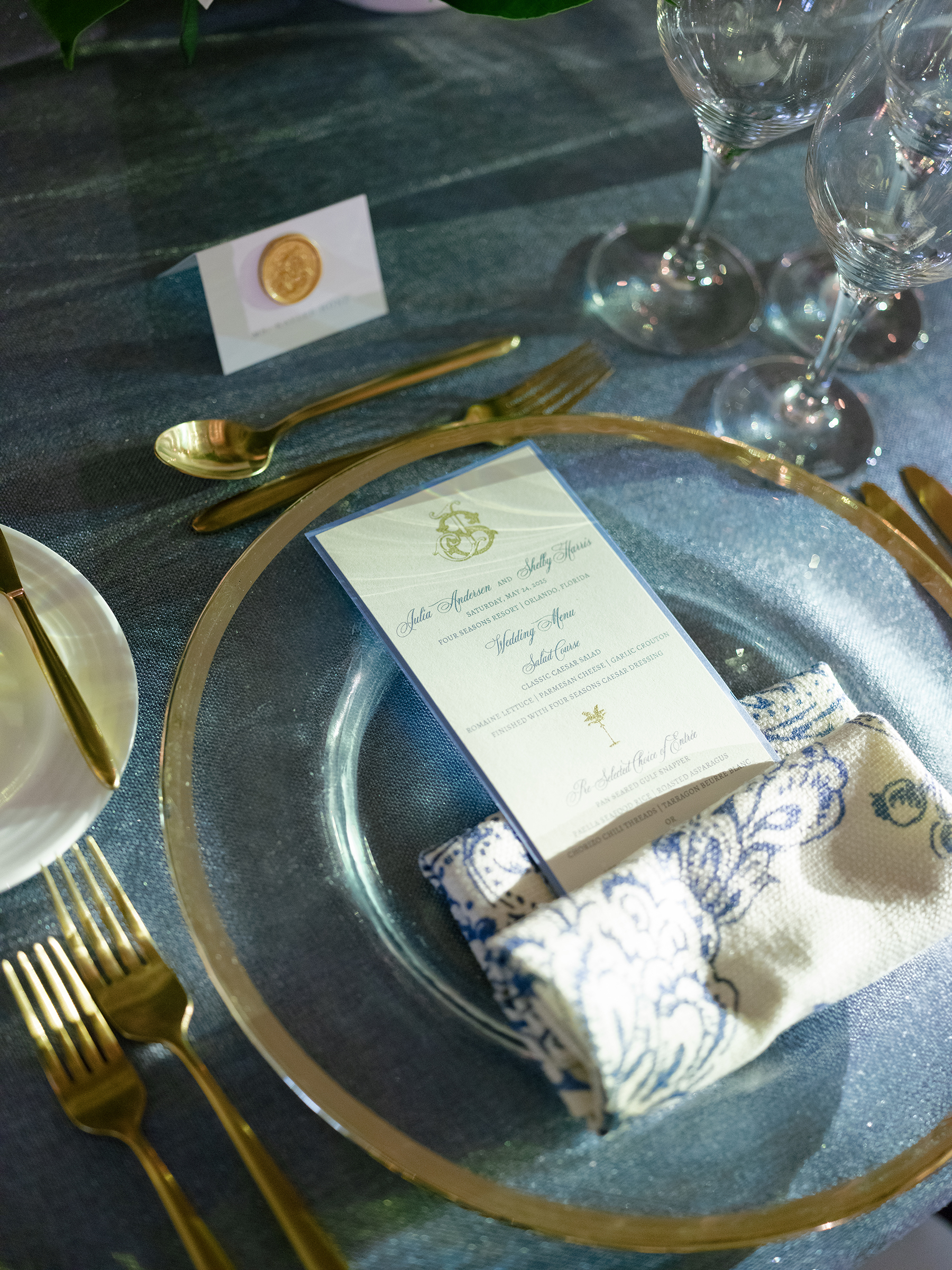 classy tablescape details at wedding reception